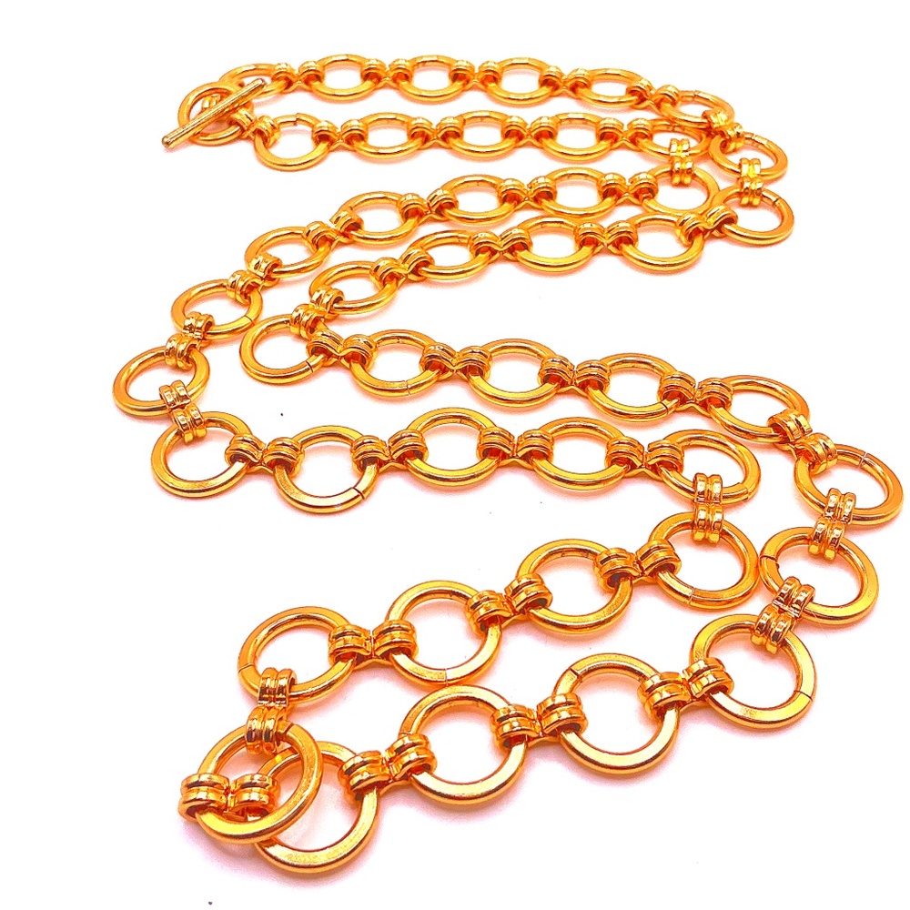 Vintage Statement Gold Tone Necklace Belt 40”